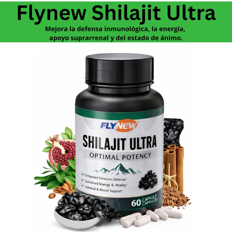 Flynew Shilajit Ultra 🌿 | Suplemento Natural para Energía y Bienestar (60 Cápsulas)+ Envio Gratis y pago Contra -Entrega